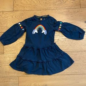Tiered Dress with Rainbow & Unicorn Appliqué - Mini Boden